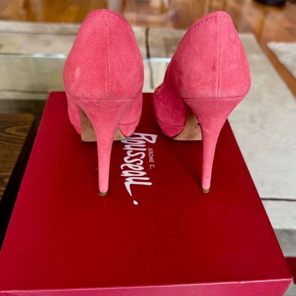 Jerome C. Rousseau high heel coral suede pumps 38.5 (US size 8.5-9) - Picture 9 of 10